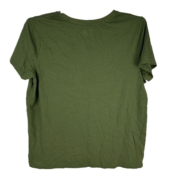 Time And Tru Womens Green V Neck Short Sleeve Shirt XL - Picture 2 of 8